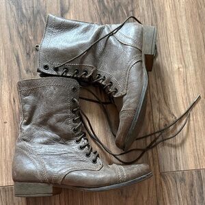 Steve Madden Brown Lace-Up Combat Boots